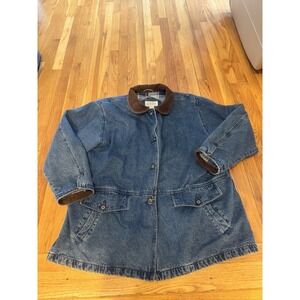 Vintage St John's Bay Denim Jean Barn Jacket Field Chore Coat Flannel Lined 3XL